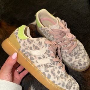 Echo Leopard Print Sneakers with Beige and Green Accents